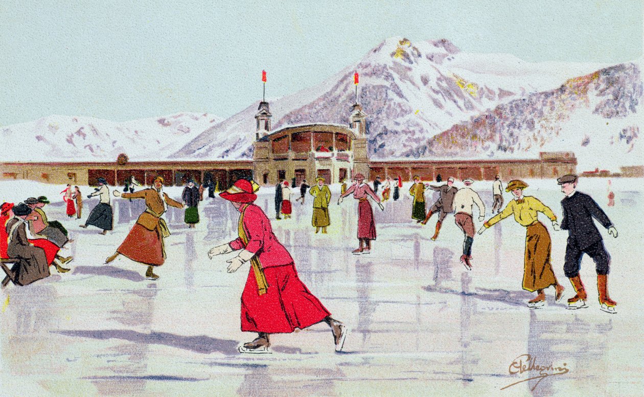 The Skating Rink in Davos, Switzerland by Carlo Pellegrini