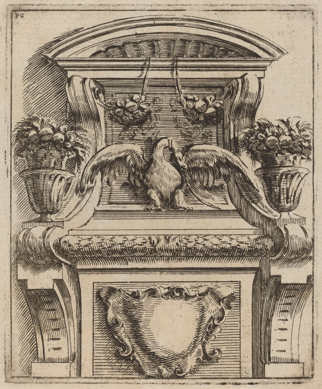 Architectural Motif with a Bird by Carlo Antonio Buffagnotti