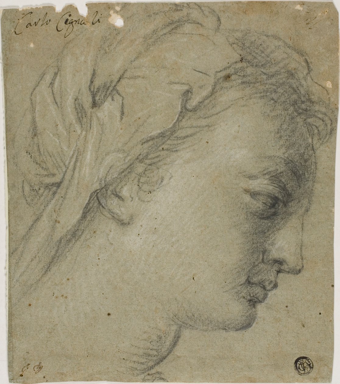 Female Head in Profile to Right by Carlo Cignani