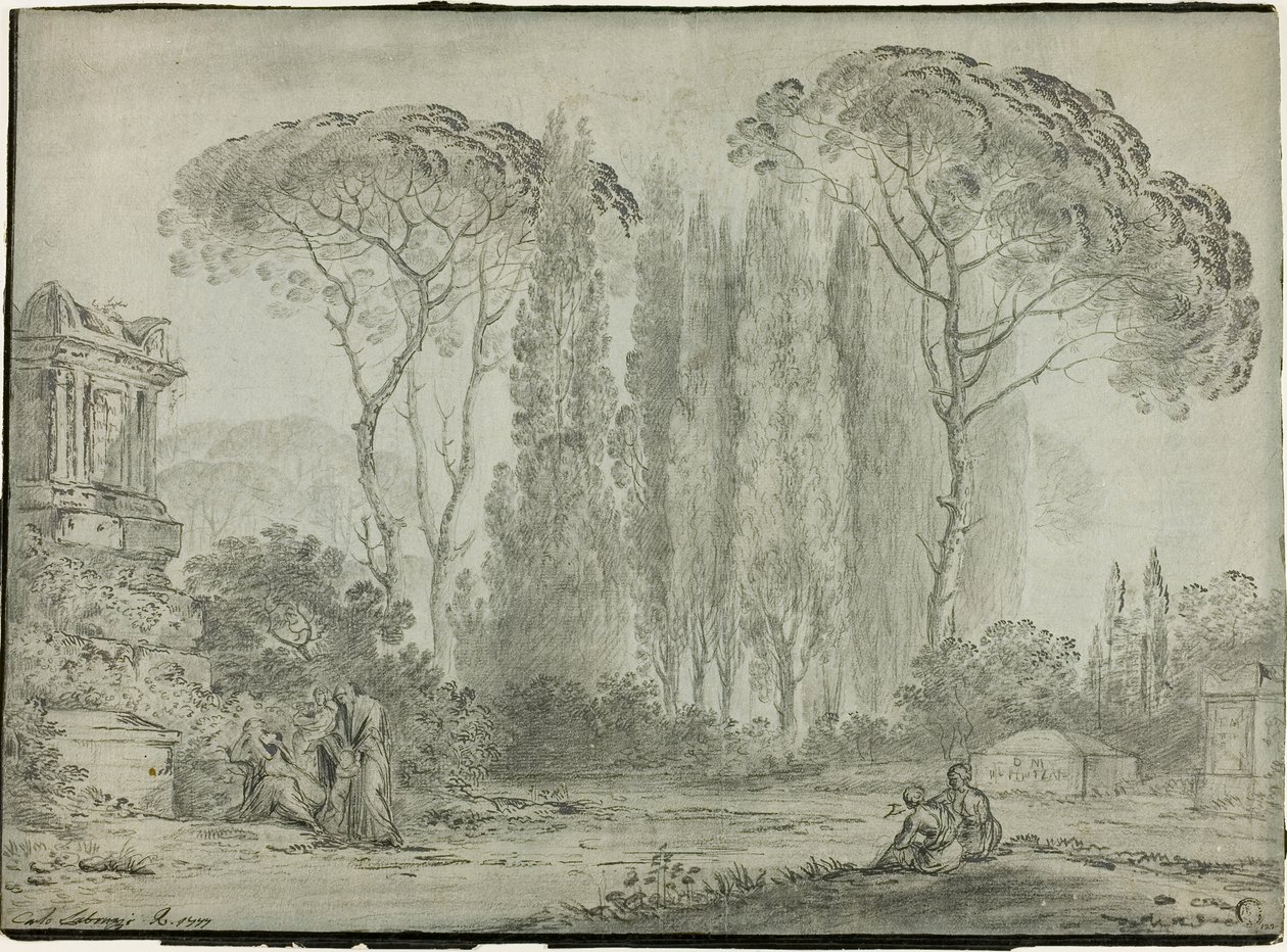 Mourners in a Graveyard by Carlo Labruzzi