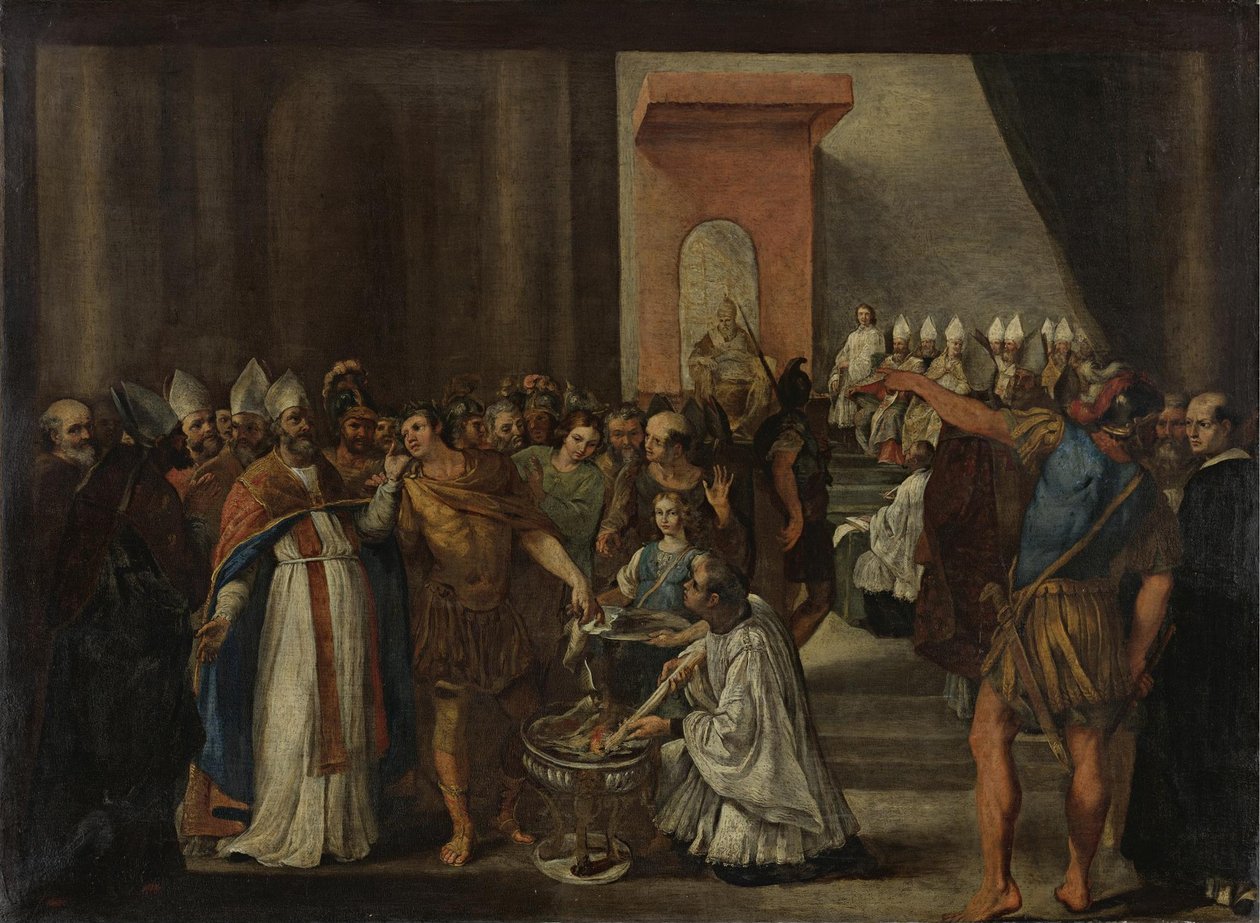 Emperor Constantine Burning Arian Books by Carlo Magnone