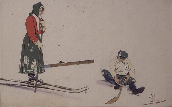 Securing his skis by Carlo Pellegrini