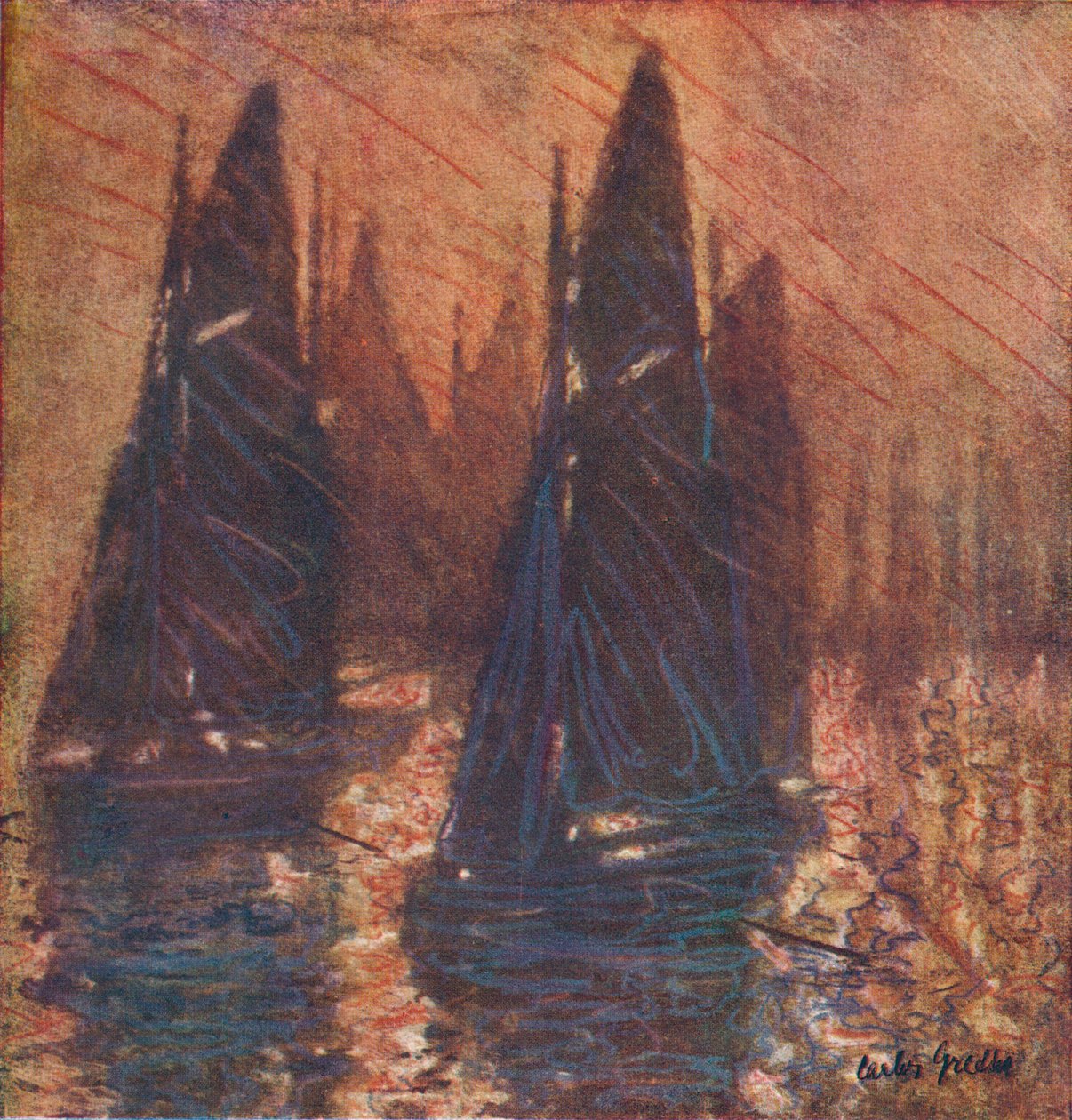 Fishing Boats in Fog by Carlos Grethe