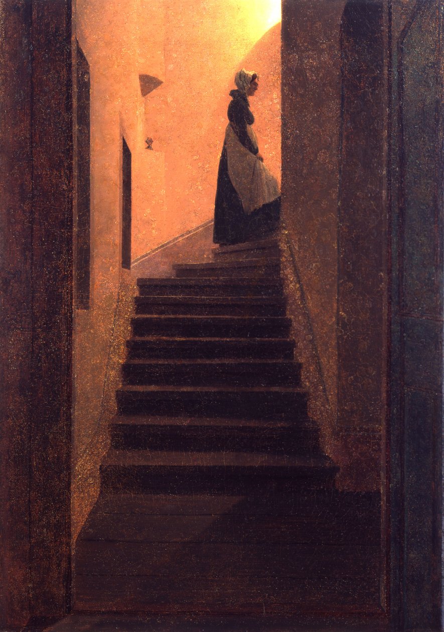 Lady on the Staircase / Caroline on the Stairs by Caspar David Friedrich