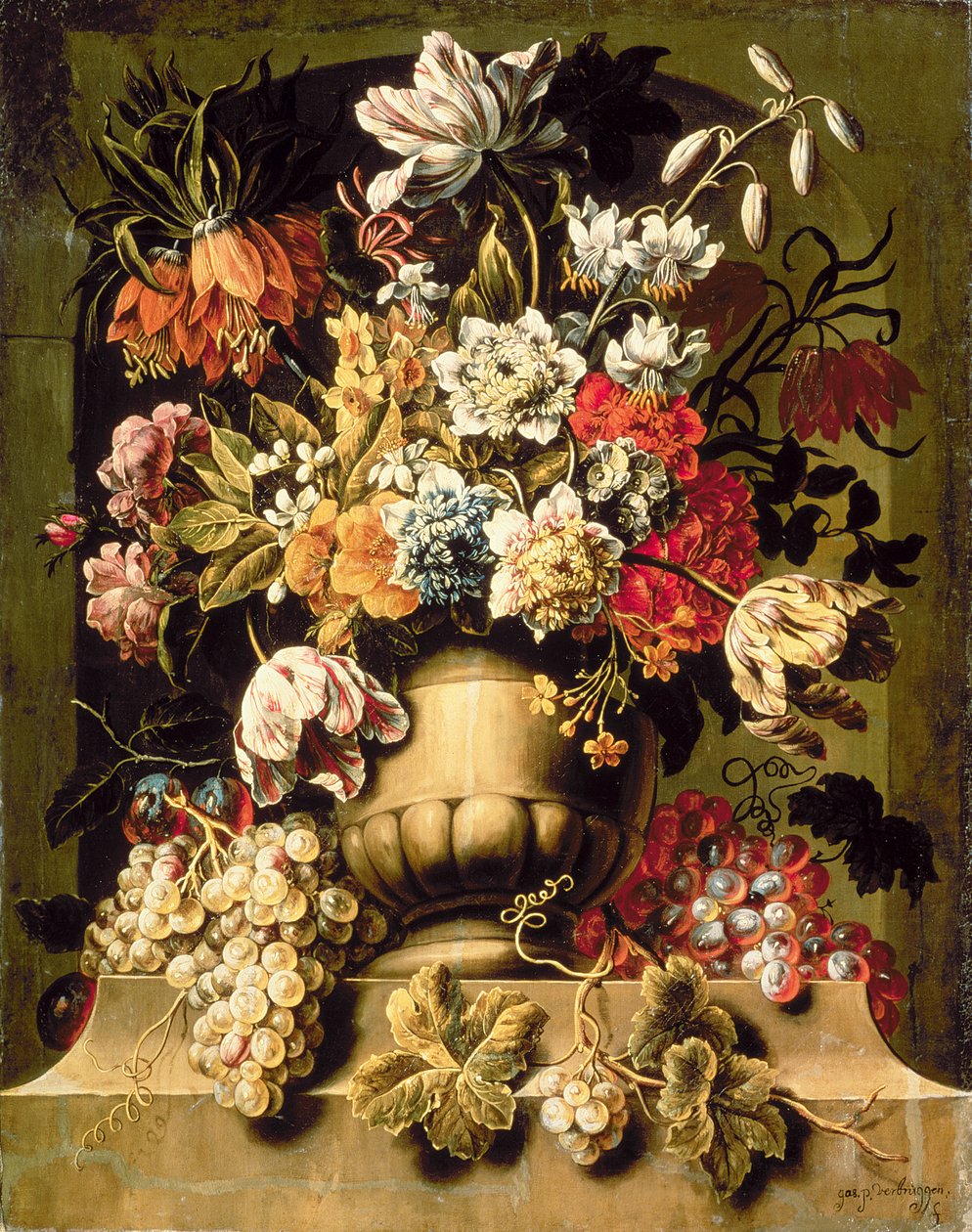 Still Life with fruit and Flowers by Caspar Pieter I Verbrugghen