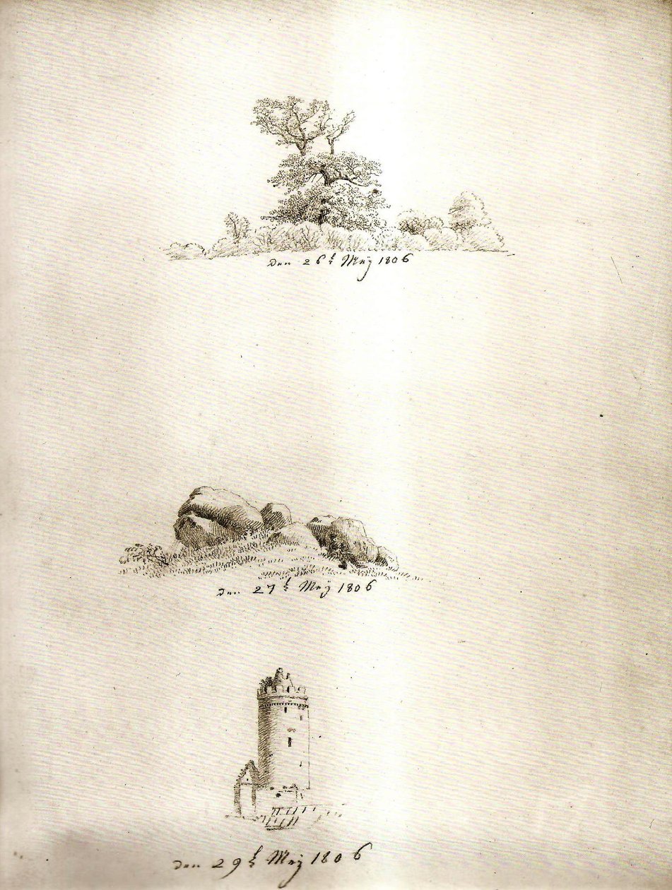Tree, Dolmen, and Tower by Caspar David Friedrich