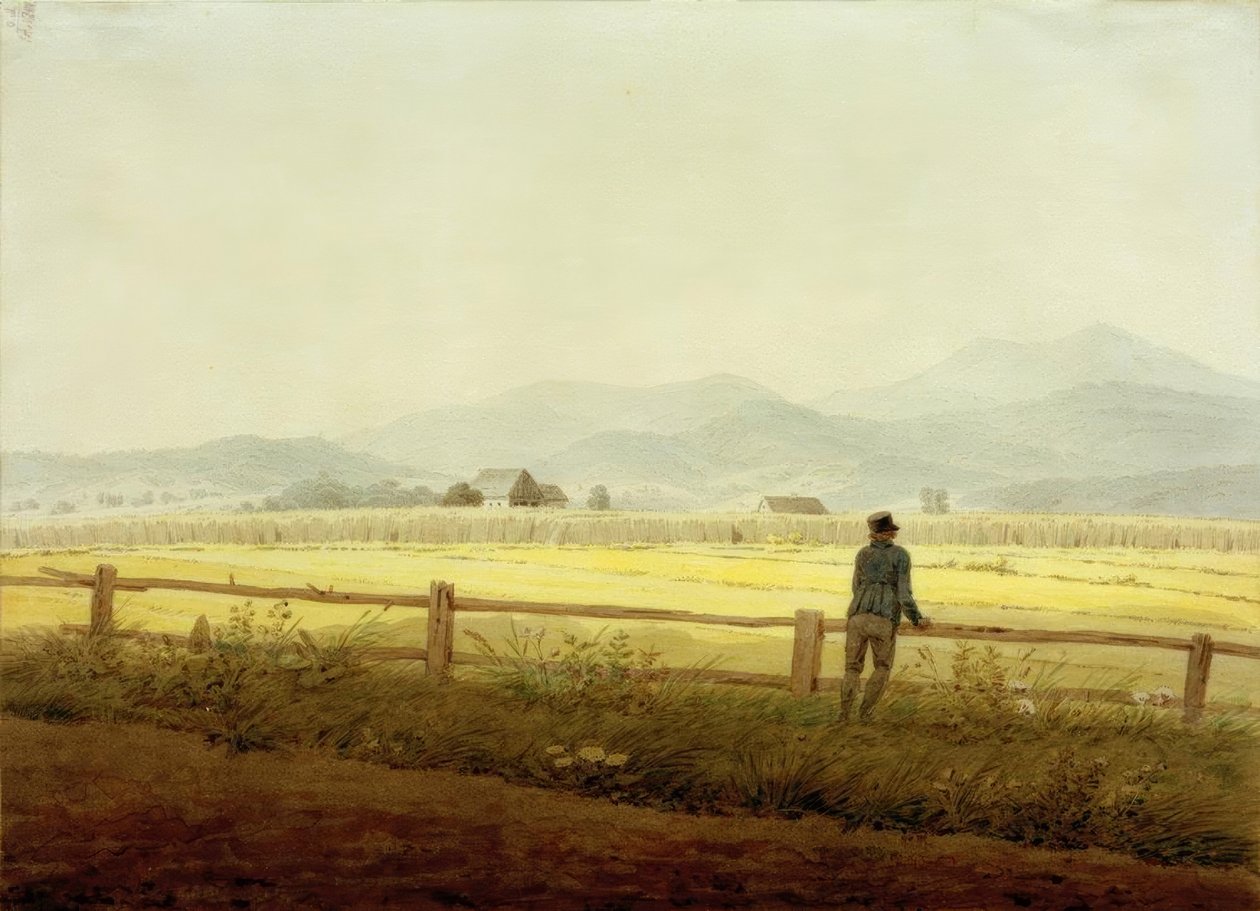 Mountain Landscape with Figure (Schmiedeberger Ridge) by Caspar David Friedrich