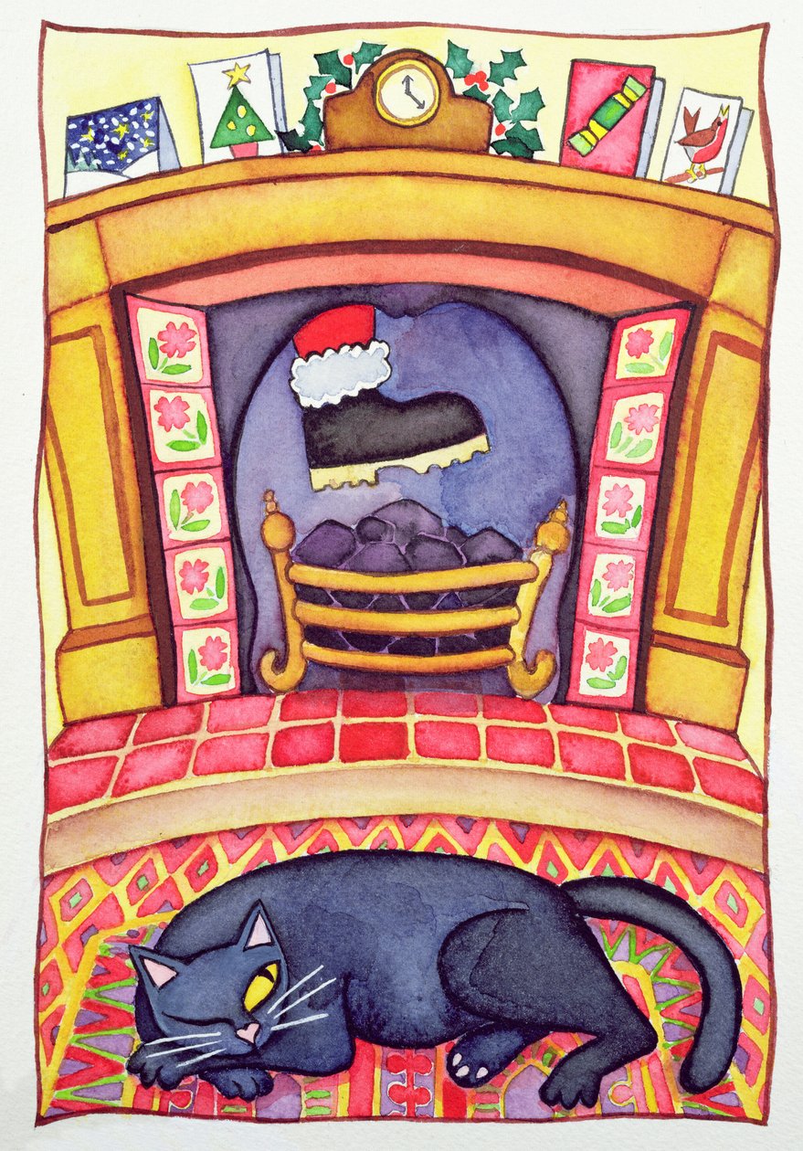 Santa Arriving Down the Chimney by Cathy Baxter