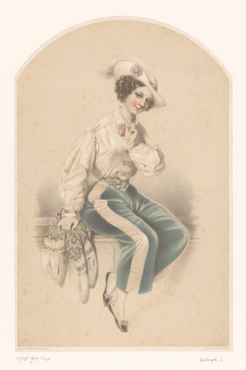 Young Woman Sitting on a Balustrade by Celestin Deshayes