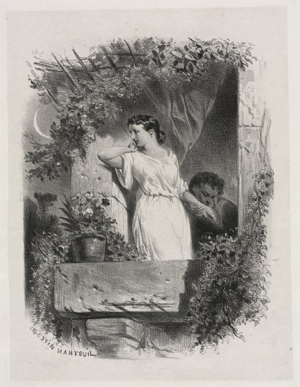 On the Balcony by Celestin Francois Nanteuil