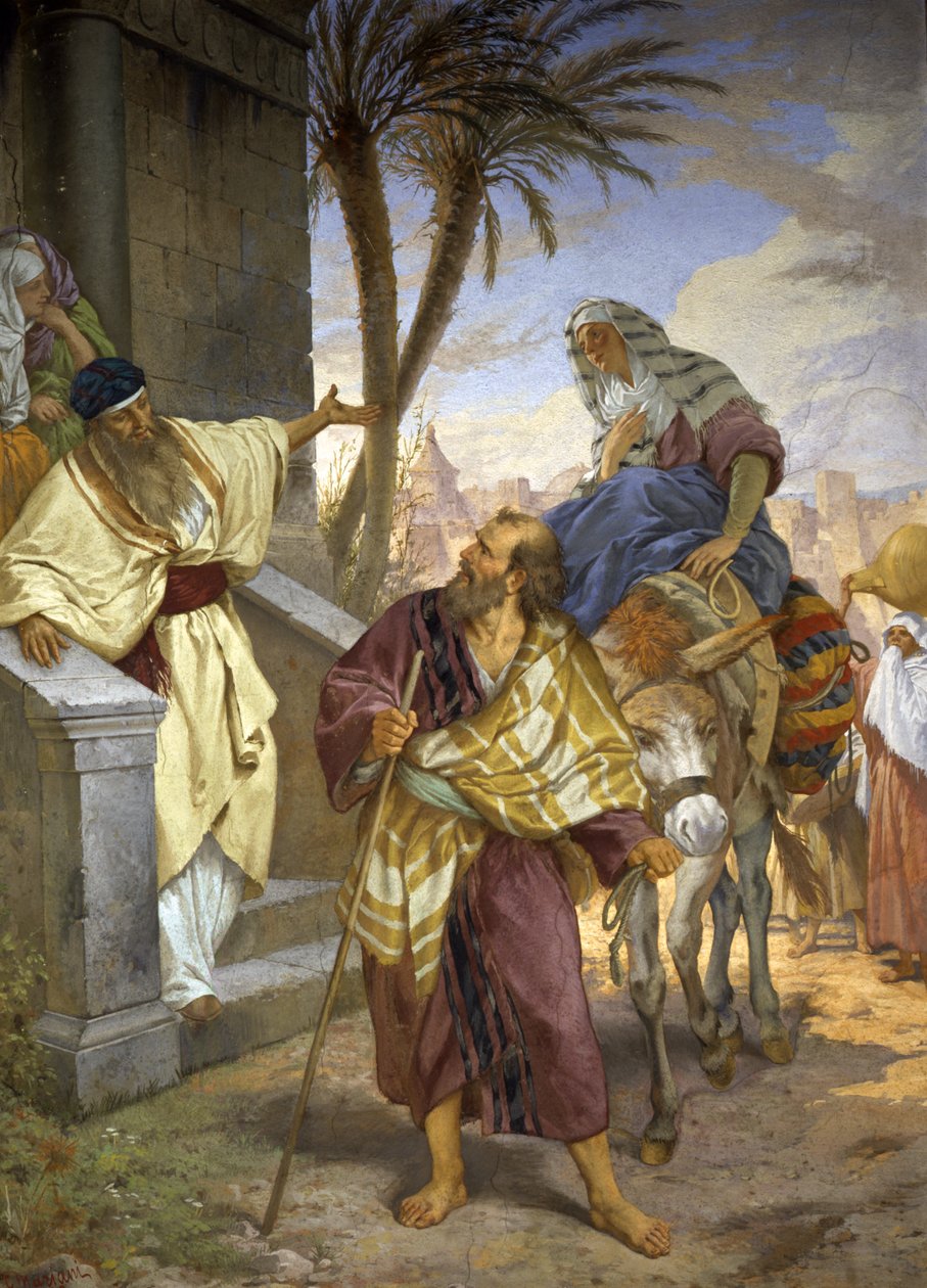 Joseph and Mary, Escape to Bethlehem by Cesare Maccari