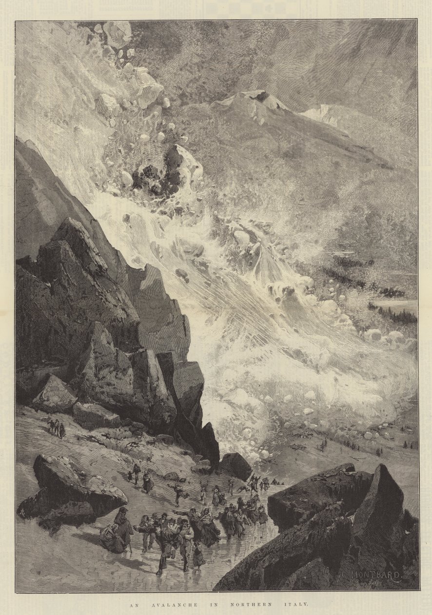 An Avalanche in Northern Italy by Charles Auguste Loye