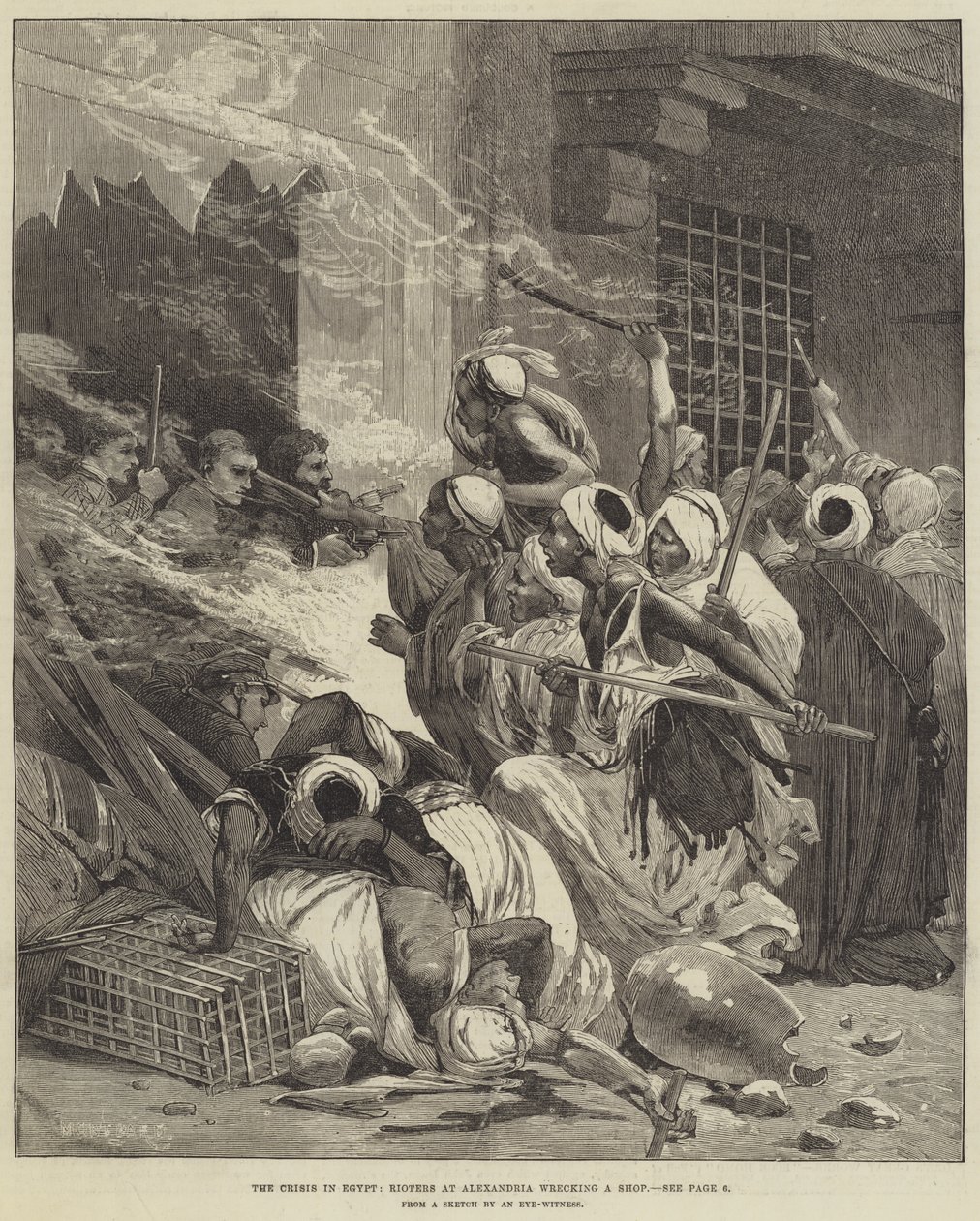 The Crisis in Egypt, Rioters at Alexandria wrecking a Shop by Charles Auguste Loye