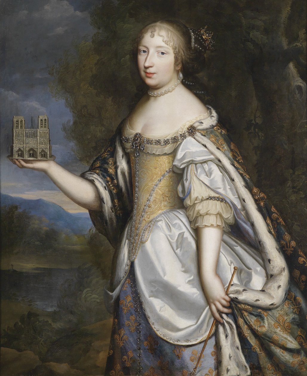Portrait of Queen Maria Theresa of France, as Patron of the Cathedral of Notre-Dame de Paris by Charles Beaubrun