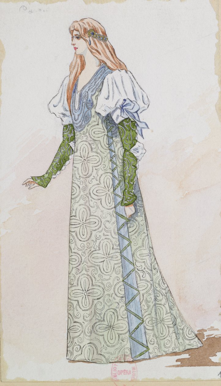 Desdemona Costume Design for the first performance of Otello by Giuseppe Verdi in 1894 at Paris Opera, 1894 by Charles Bianchini