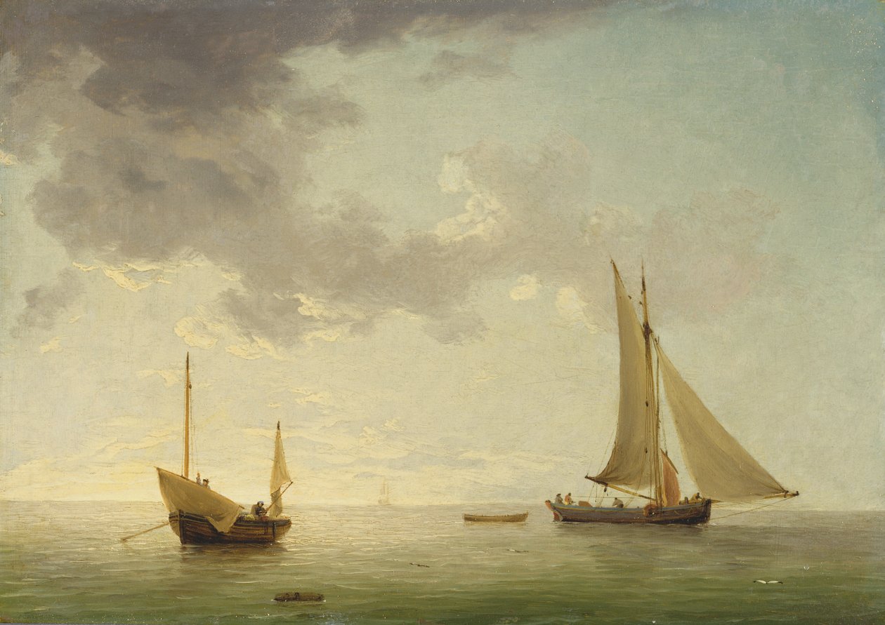 A Lugger and a Smack in Light Airs by Charles Brooking