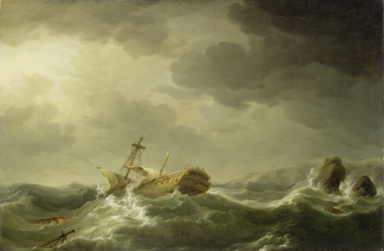 Ship Wrecked on a Rocky Coast by Charles Brooking
