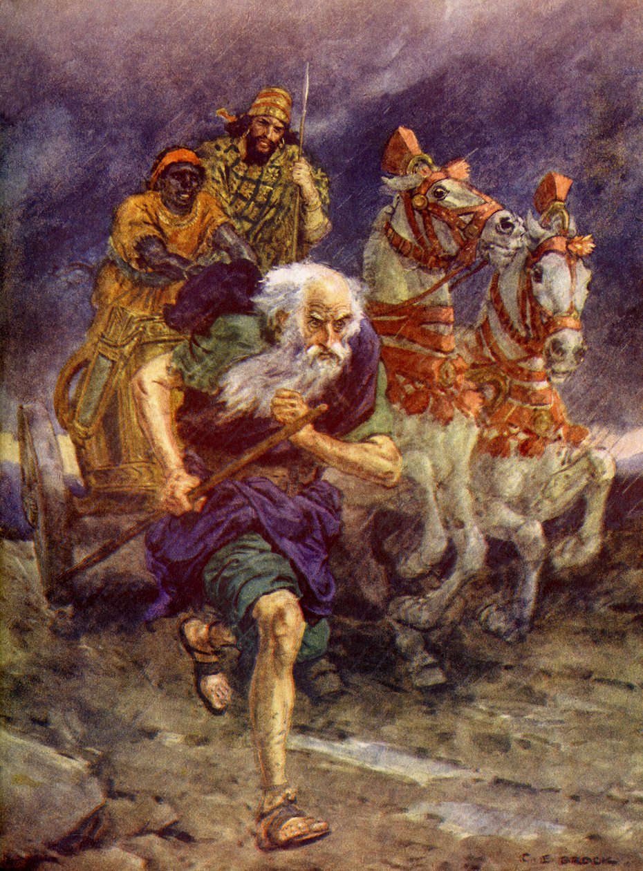 Elijah Ran in Front of the Chariot by Charles Edmund Brock