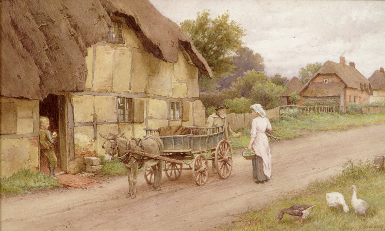 The Donkey Cart by Charles Edward Wilson
