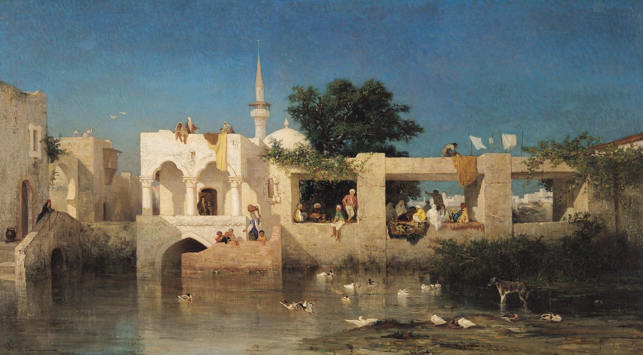 Cafe in Adalia, 1856 by Charles Émile de Tournemine