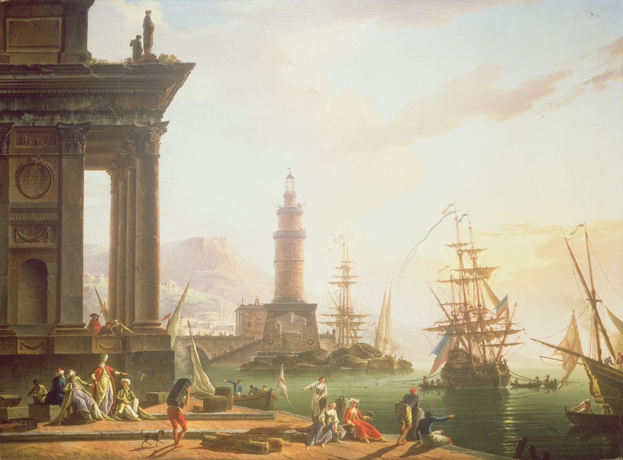 A Mediterranean Port Scene, 1752 by Charles Francois Lacroix de Marseille