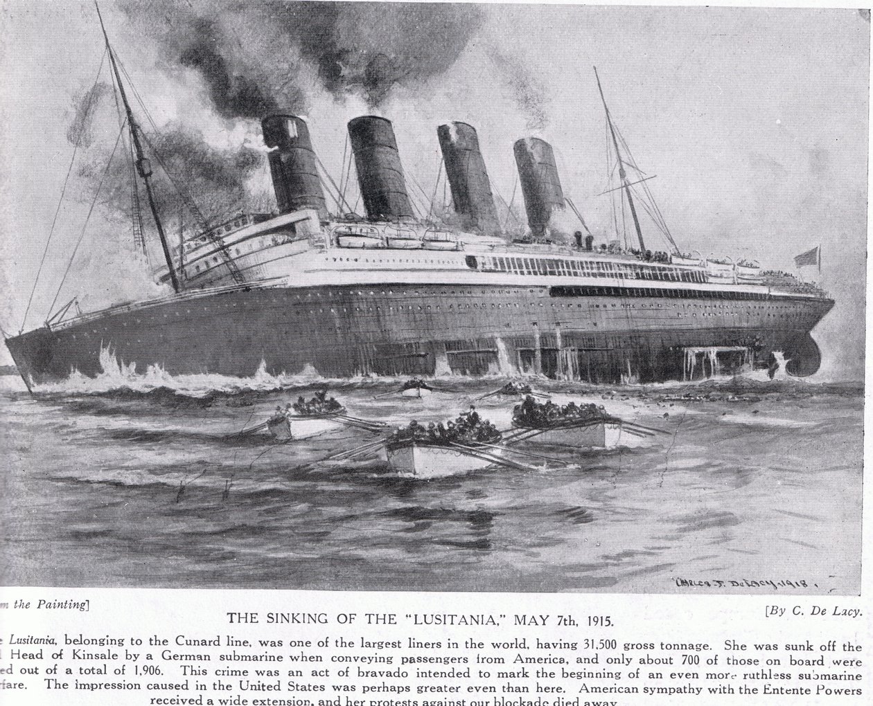 The Sinking of the Lusitania 7 May 1915 by Charles John de Lacy
