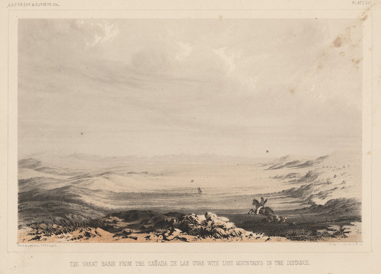 The Great Basin from the Canada de las Uvas with the Lost Mountains in the Distance, litho by A. Hoen und Co., 1855 by Charles Koppel