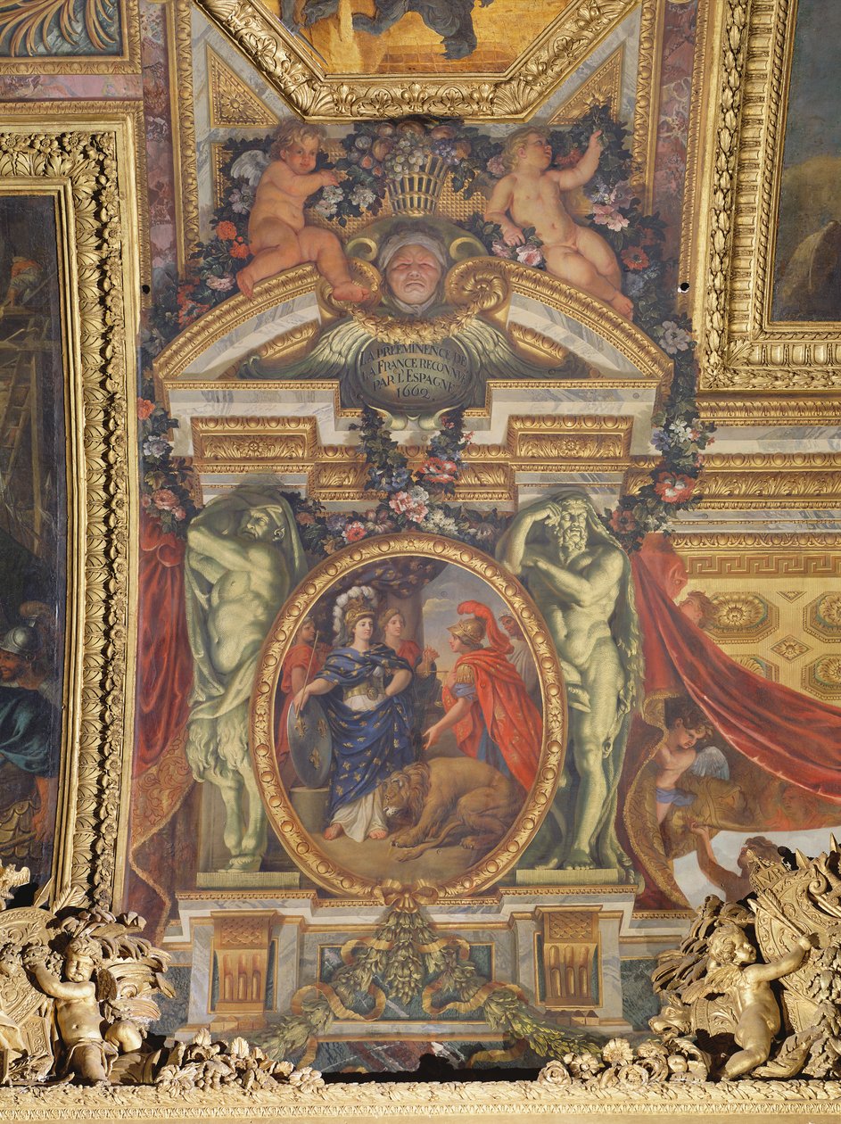 Spain Recognising the Pre-Eminence of France in 1662, Ceiling Painting from the Galerie des Glaces by Charles Le Brun