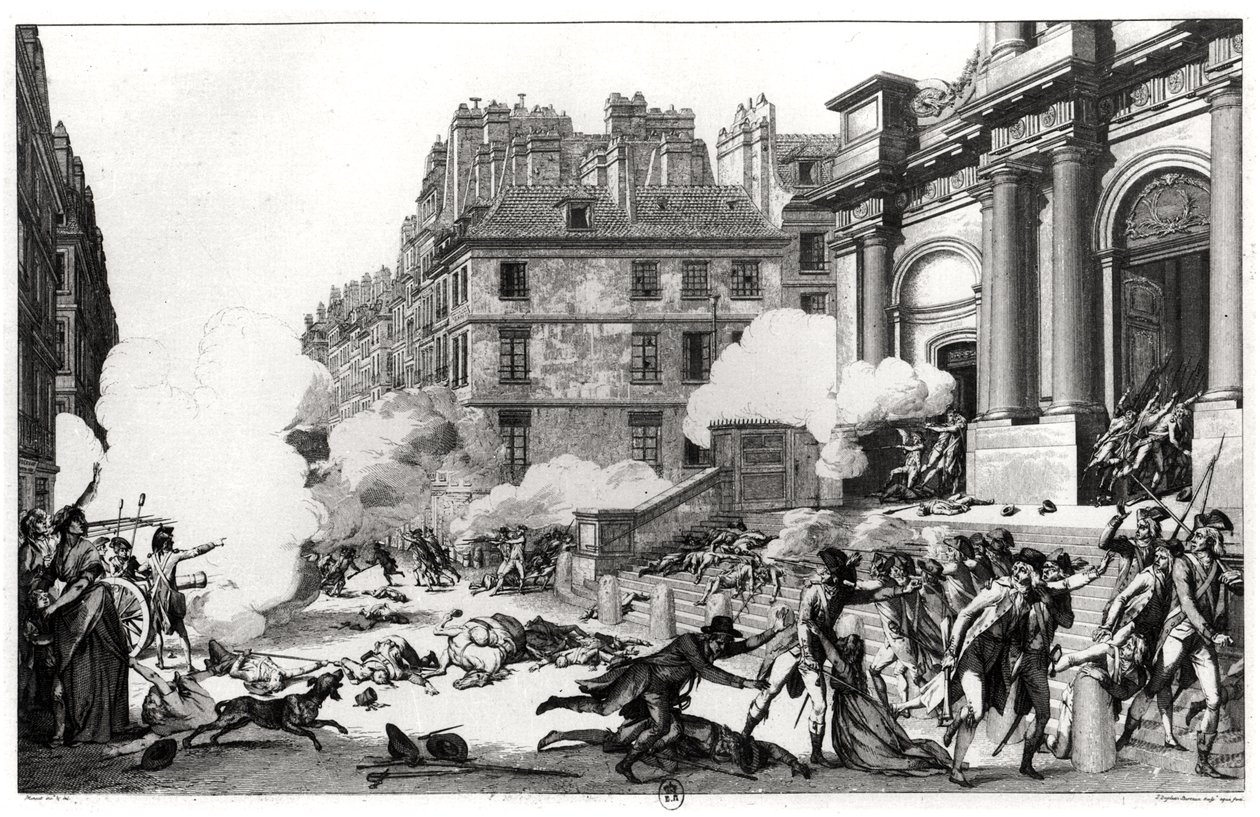 Day of 13 Vendemiaire an IV (5th October 1795), Shoot-out Before St. Roch Church in Paris, engraved by Jean Duplessi-Bertaux by Charles Monnet
