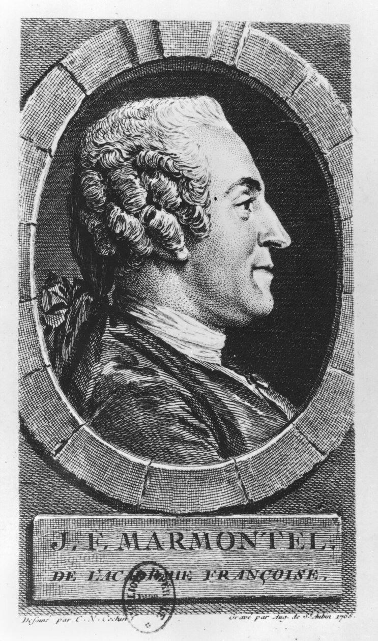 Portrait of Jean Francois Marmontel engraved by Augustin de Saint-Aubin 1765 by Charles Nicolas II Cochin