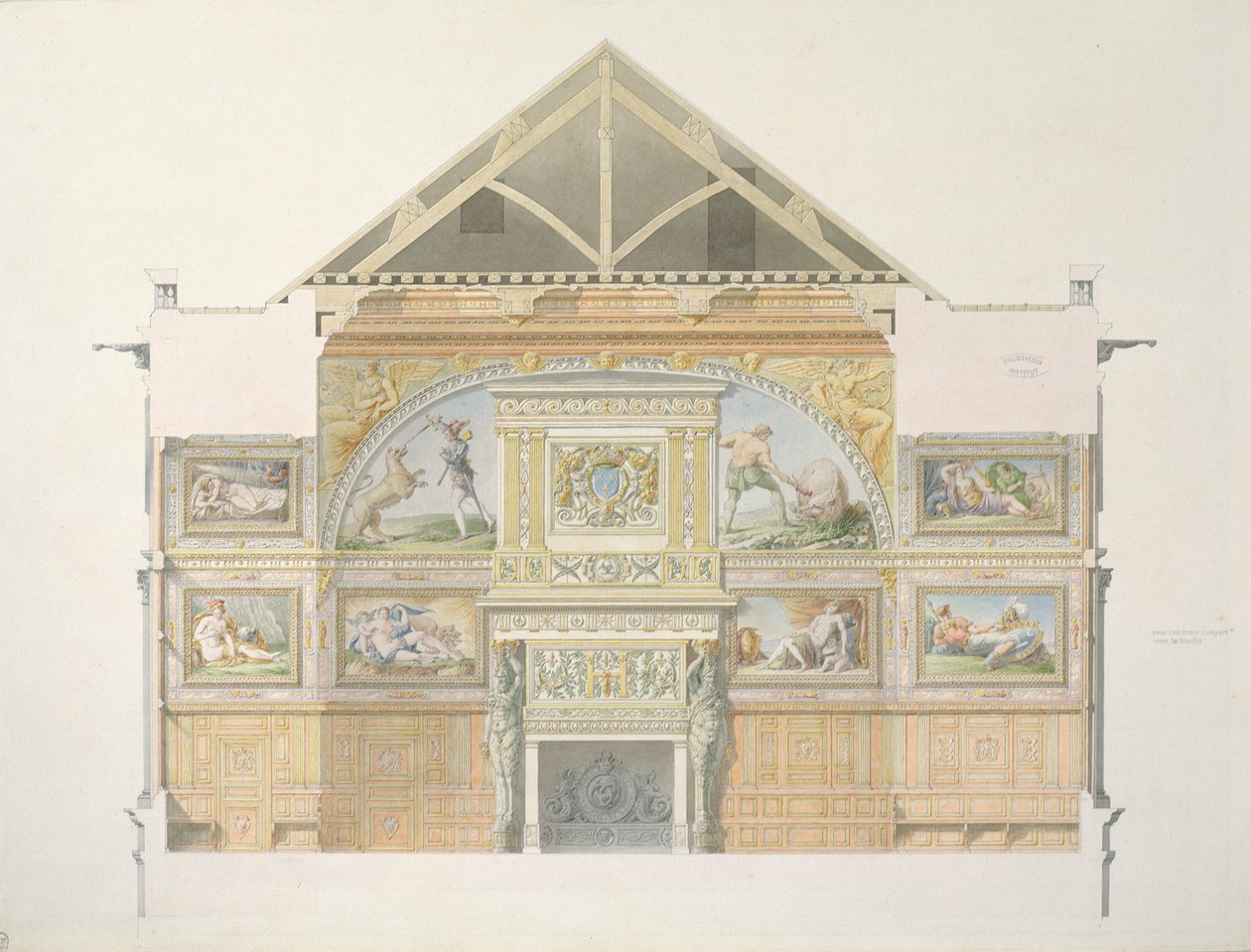 Elevation of the ballroom at Fontainebleau, plate from an album by Charles Percier