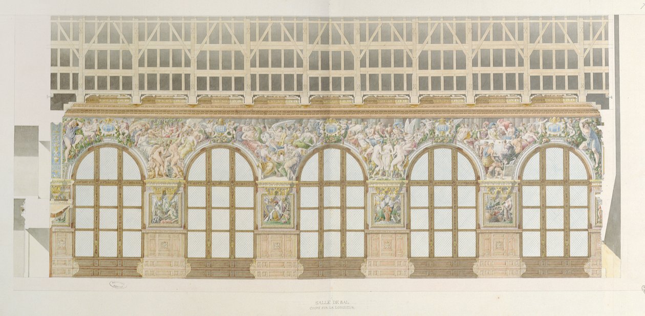 Elevation of the ballroom at Fontainebleau, plate from an album by Charles Percier