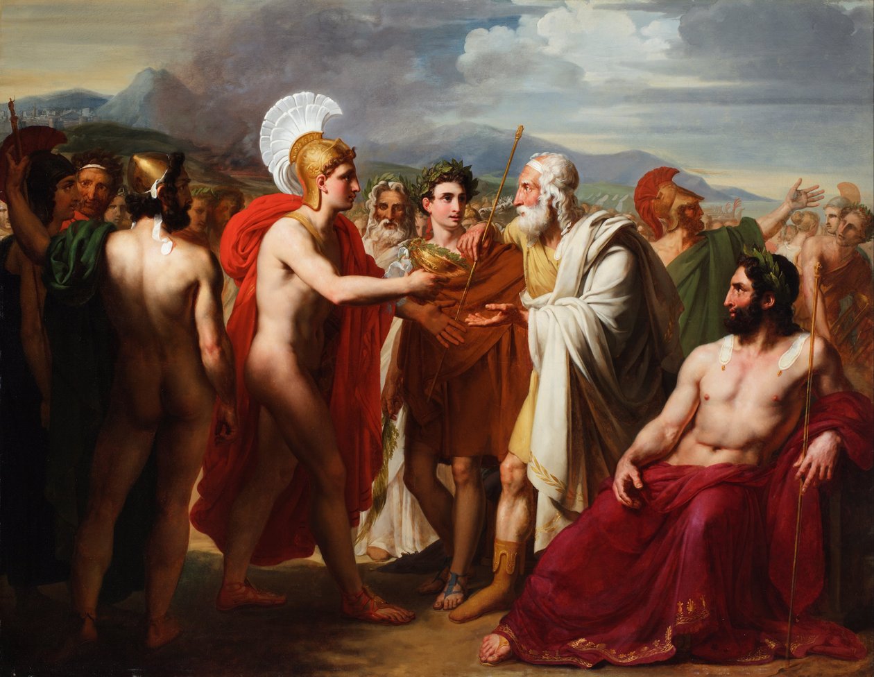 Achilles Presenting the Prize of Wisdom to Nestor during the Funeral Games by Charles Philippe Lariviere