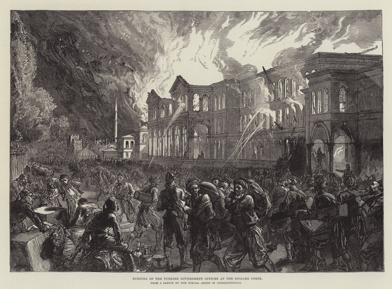 Burning of the Turkish Government Offices at the Sublime Porte by Sir John Charles Robinson