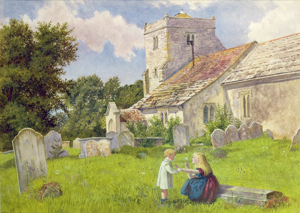 Children in a Church Yard by Charles Rossiter
