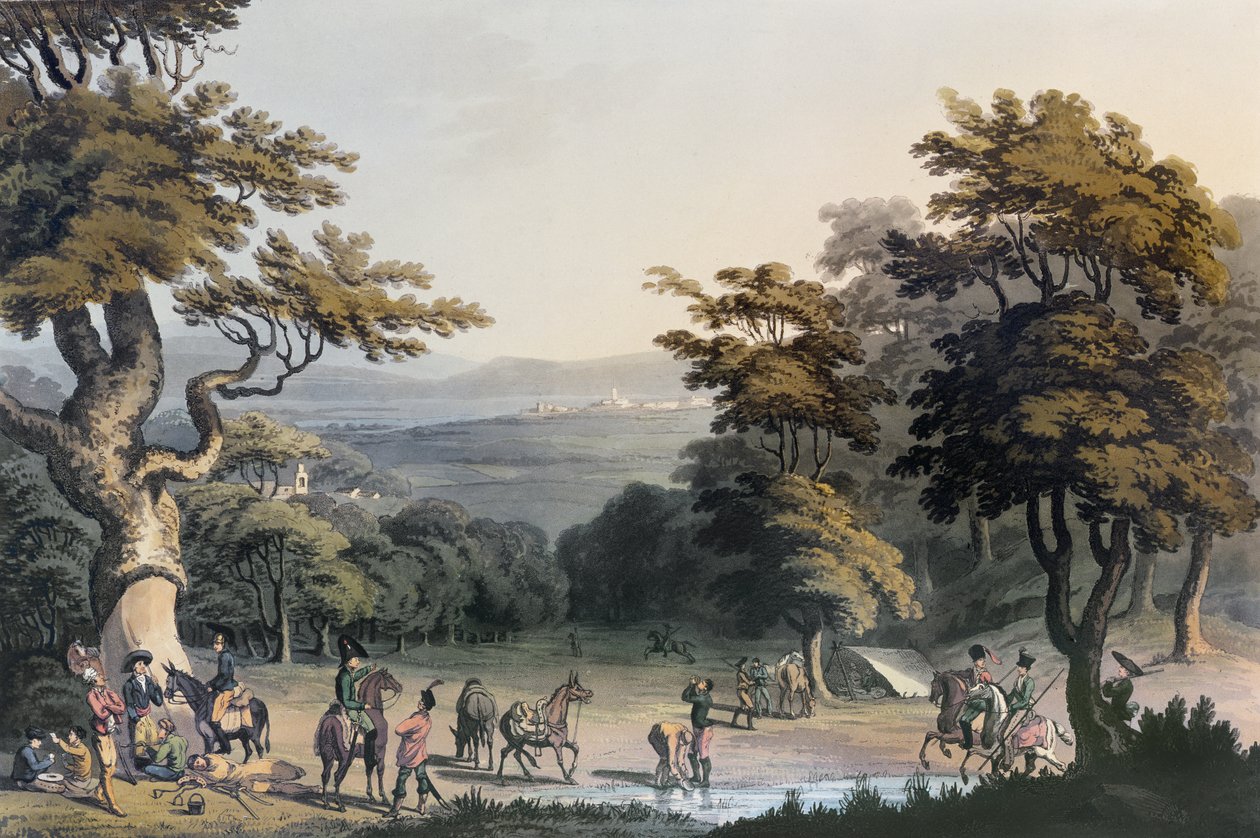 A Distant View of Ciudad Rodrigo Taken from the Oak-Wood Near the Village of Espeja, 1813 by Charles Turner