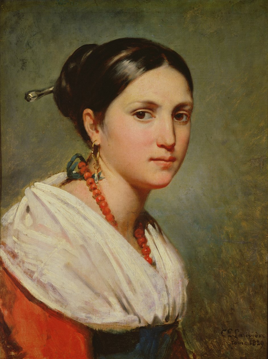 Portrait of a Young Italian Woman by Charles Philippe Lariviere