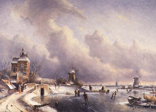 A Winter Landscape by Charles (circle of) Leickert