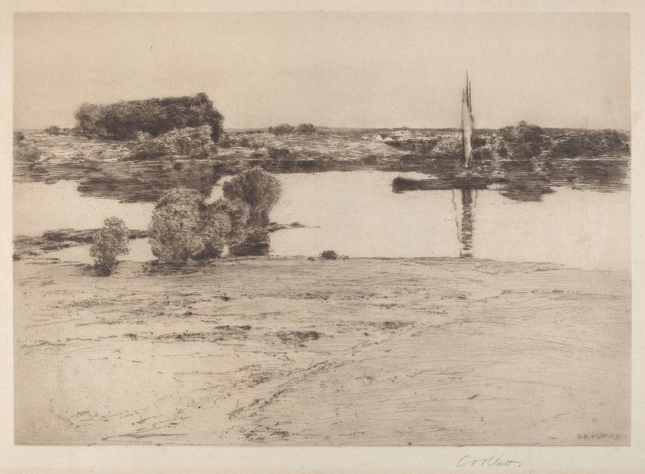 Untitled (River Scene with Boat) by Charles A. Platt