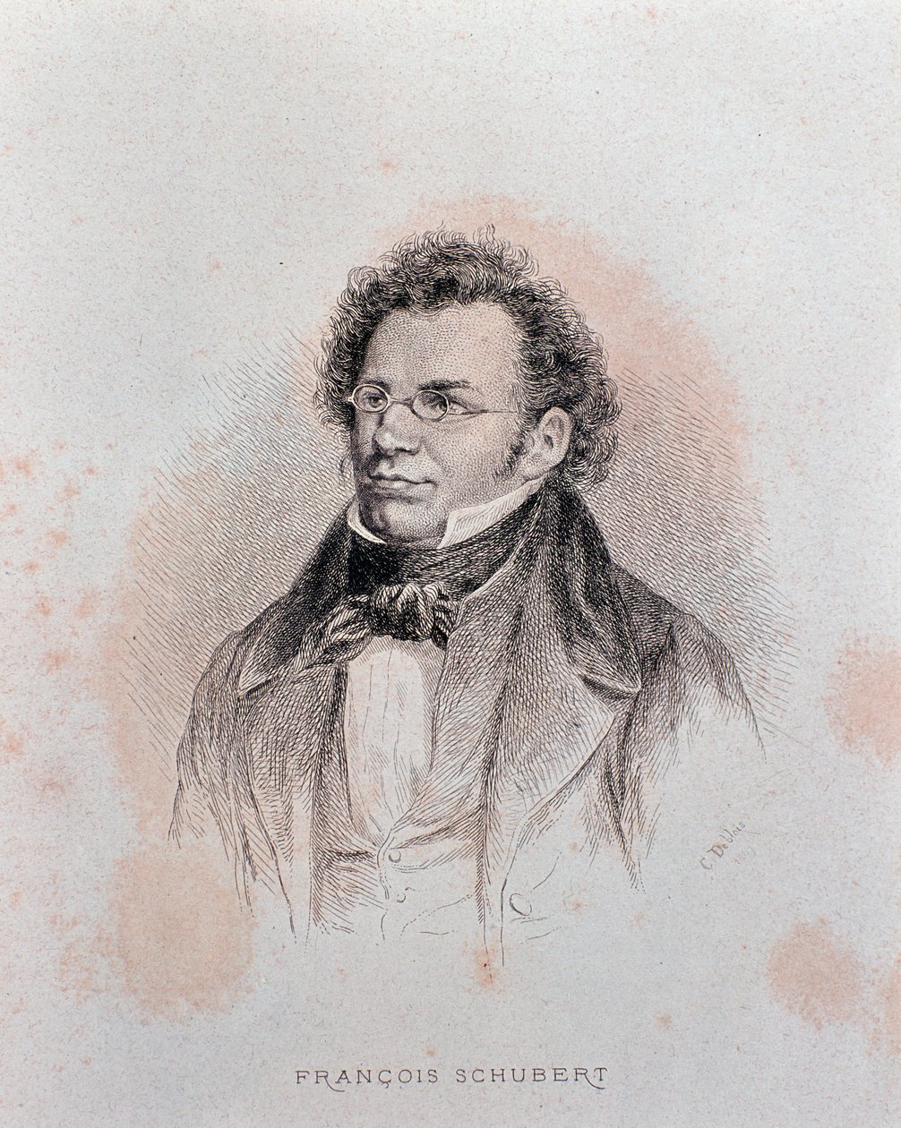 Portrait of Franz Schubert (engraving) by Charles Alphonse Deblois