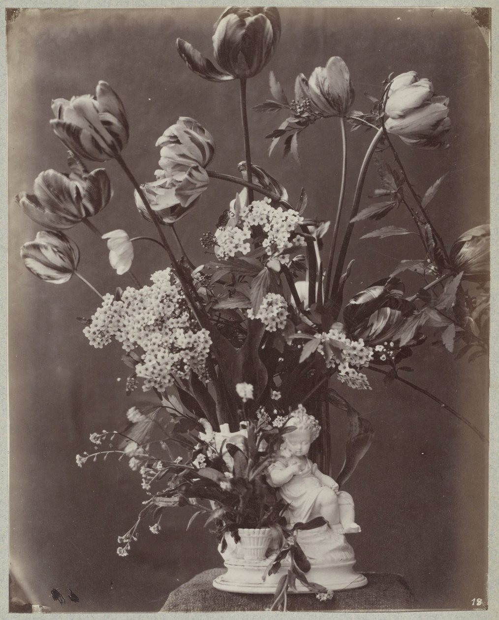 Flower Study in Vase with Child Figure by Charles Aubry (manner of)