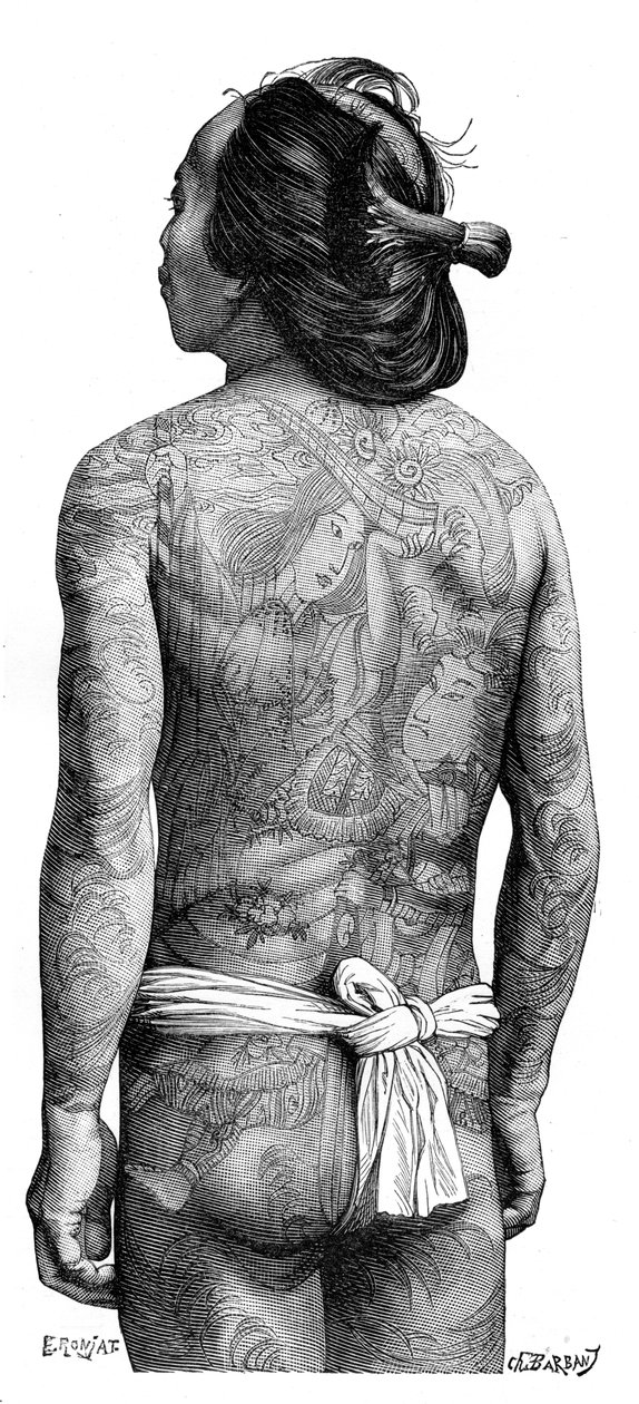 Japanese Man with a Tattooed Back by Charles Barbant