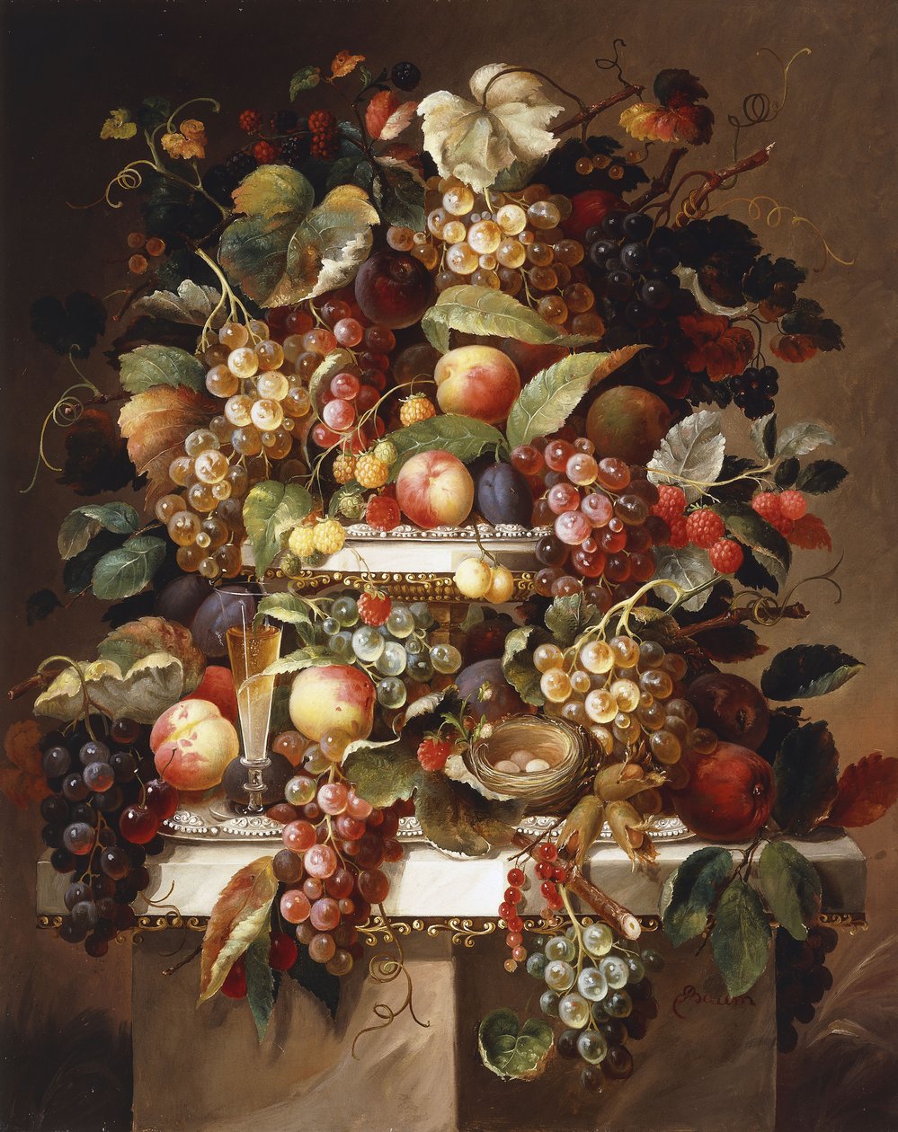 Still Life with Grapes and Peaches by Charles Baum