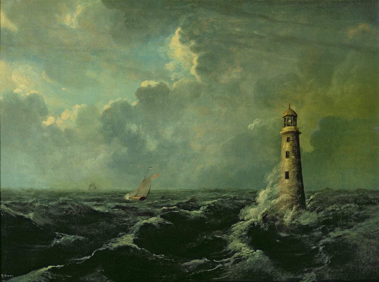 Seascape with Lighthouse by Charles Codman