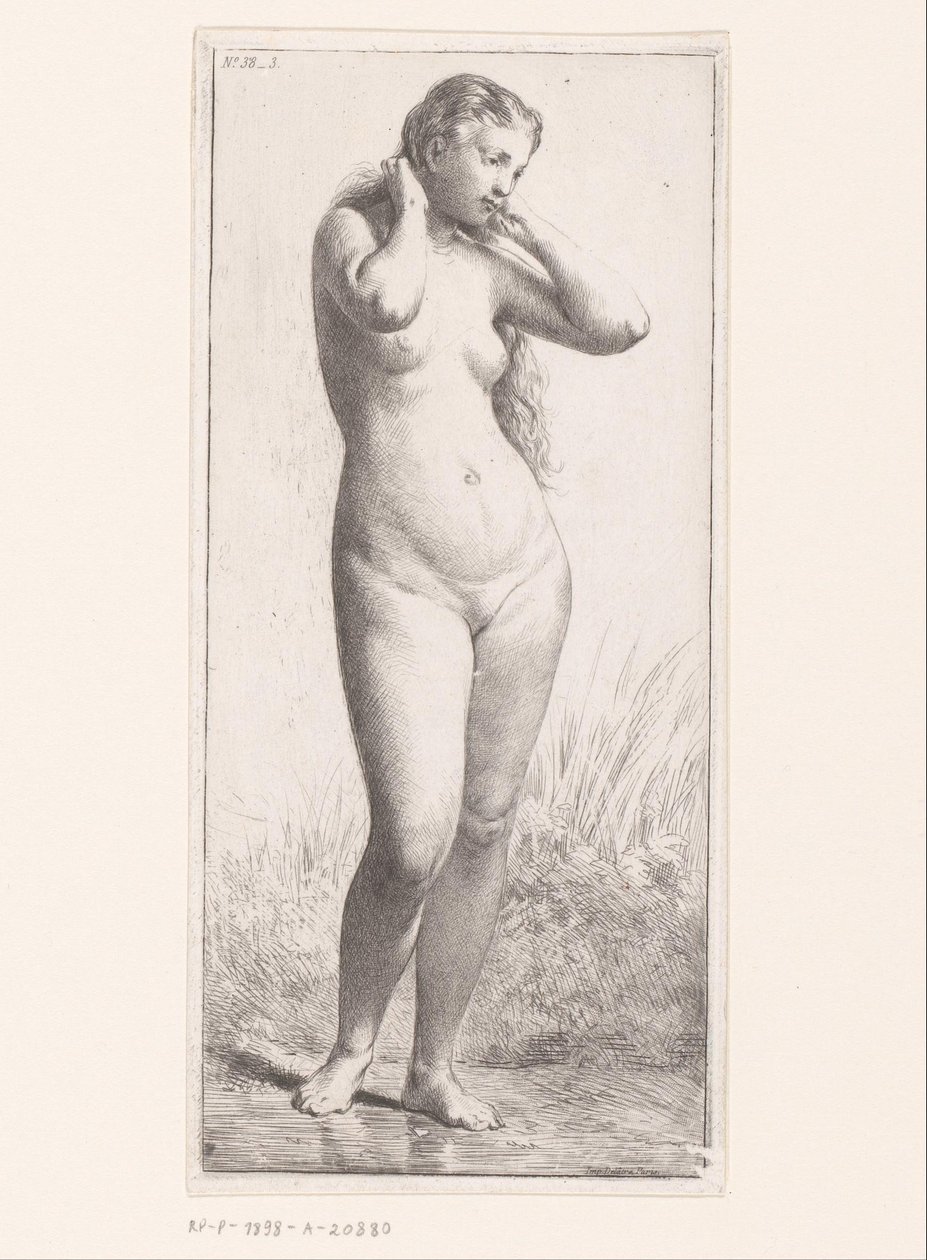 Standing Naked Woman by Charles Emile Jacque (attributed to)