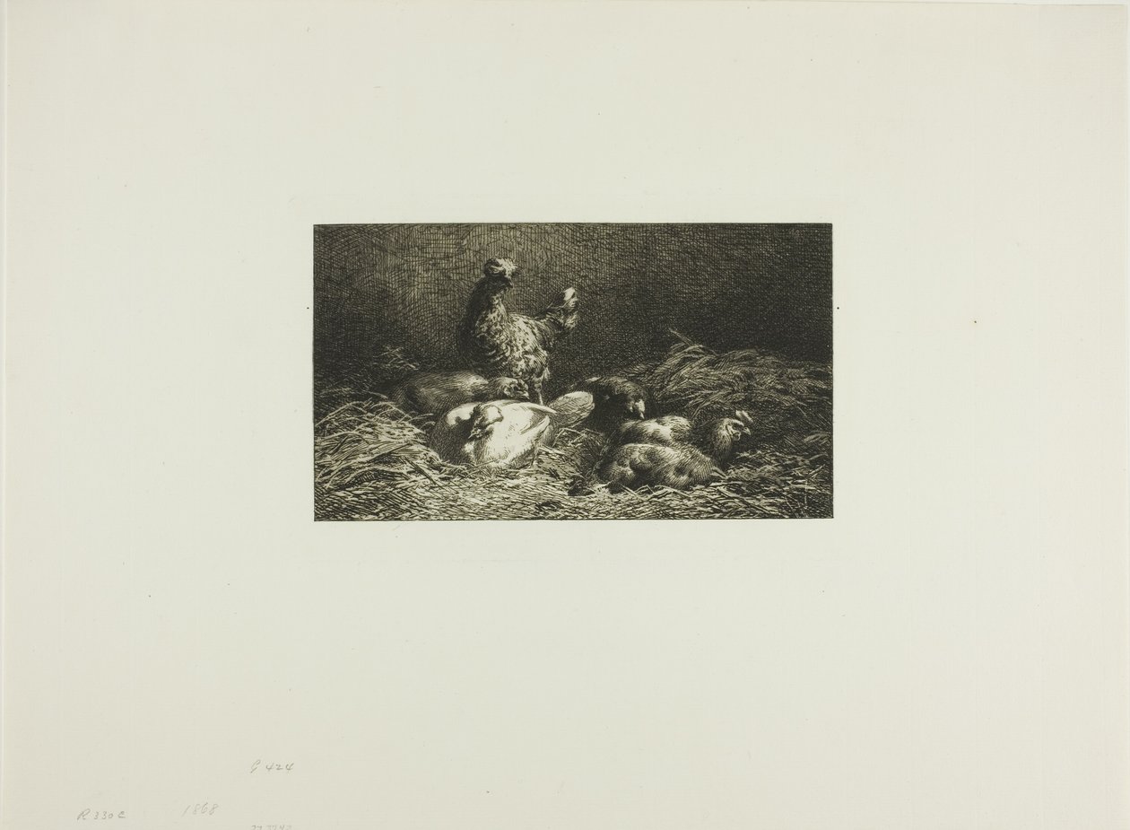 Chickens in Their Roost by Charles Emile Jacque
