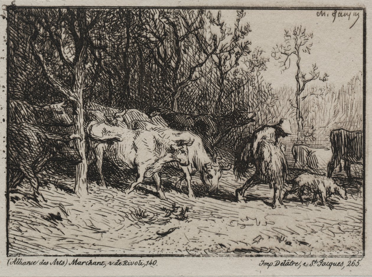 Cowherd by Charles Emile Jacque