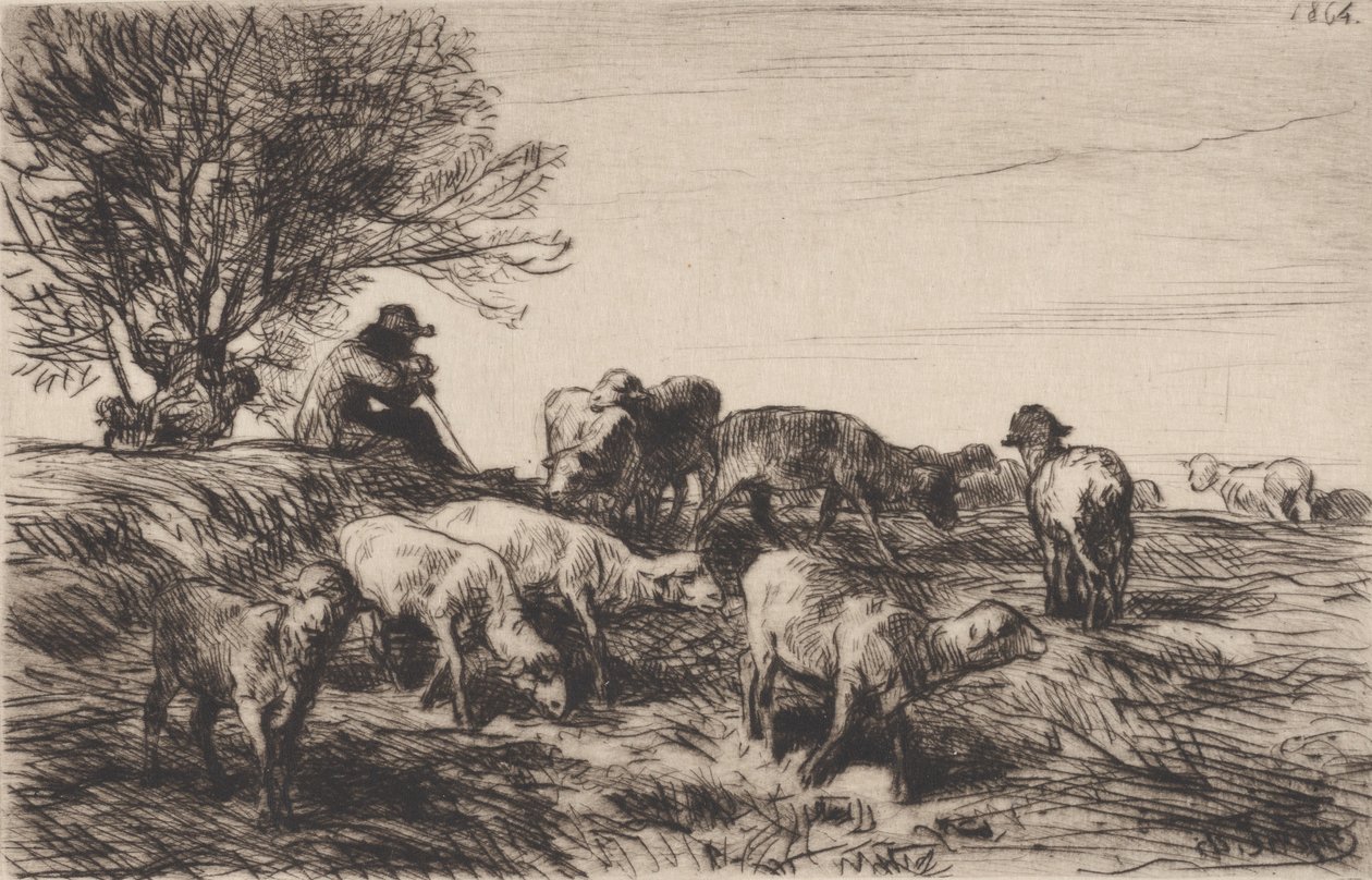 Herd of Sheep by Charles Emile Jacque