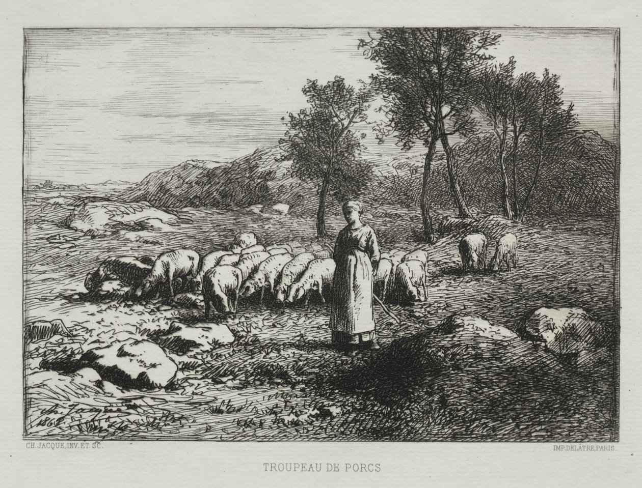 Herd of Swine by Charles Emile Jacque