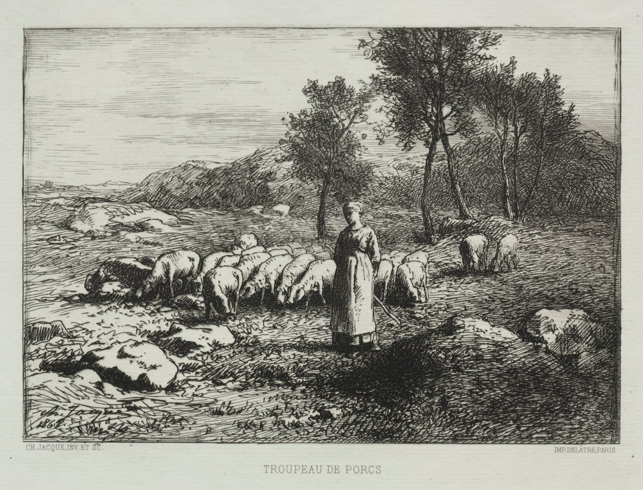 Herd of Swine by Charles Emile Jacque